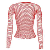 Fishnet Mesh Long Sleeve Tops