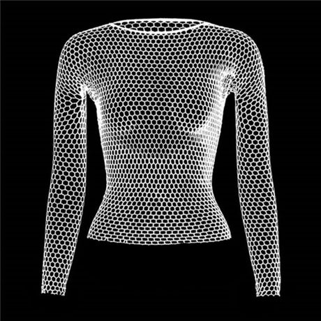 Fishnet Mesh Long Sleeve Tops
