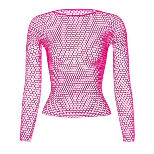 Fishnet Mesh Long Sleeve Tops