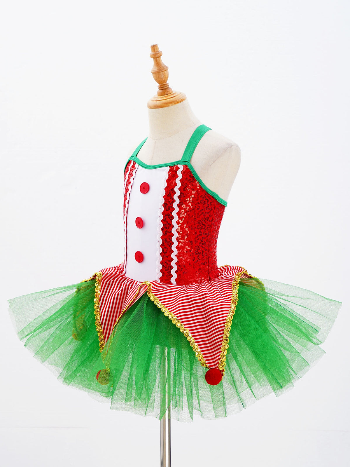 Girls Christmas Concert Performance Costume Leotard Tutu Dress with Headband