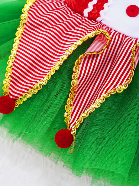 Girls Christmas Concert Performance Costume Leotard Tutu Dress with Headband