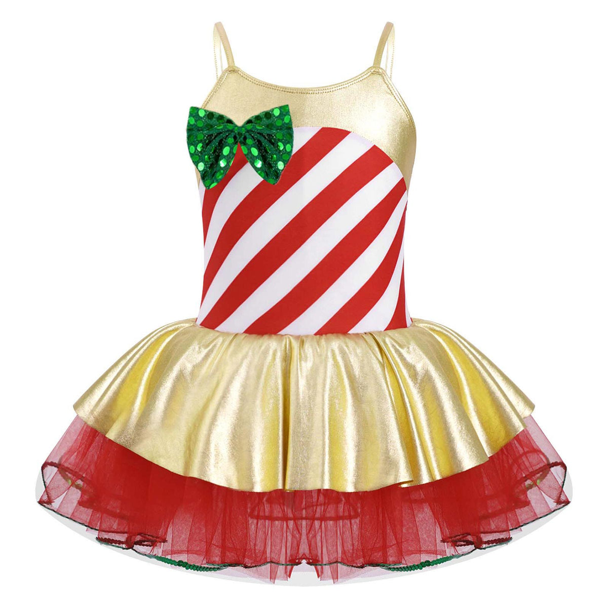 Girls Christmas Concert Performance Costume Leotard Tutu Dress with Headband