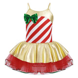 Girls Christmas Concert Performance Costume Leotard Tutu Dress with Headband