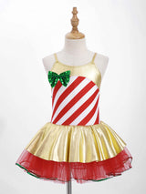 Girls Christmas Concert Performance Costume Leotard Tutu Dress with Headband