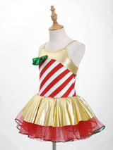Girls Christmas Concert Performance Costume Leotard Tutu Dress with Headband