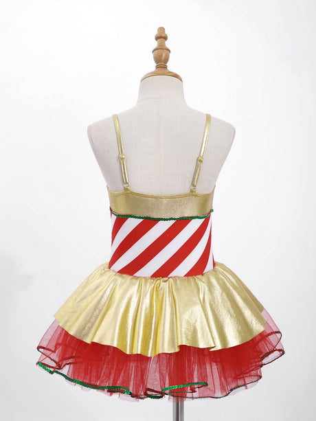 Girls Christmas Concert Performance Costume Leotard Tutu Dress with Headband