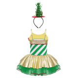 Girls Christmas Concert Performance Costume Leotard Tutu Dress with Headband