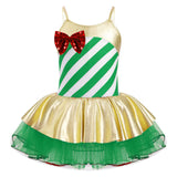 Girls Christmas Concert Performance Costume Leotard Tutu Dress with Headband