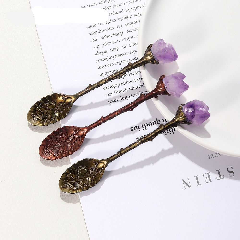 One Natural Amethyst Cluster Teaspoon