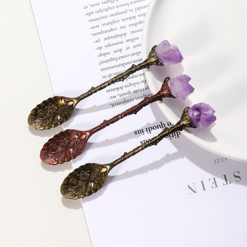 One Natural Amethyst Cluster Teaspoon