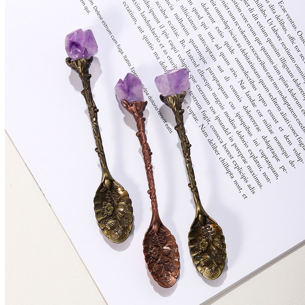 One Natural Amethyst Cluster Teaspoon