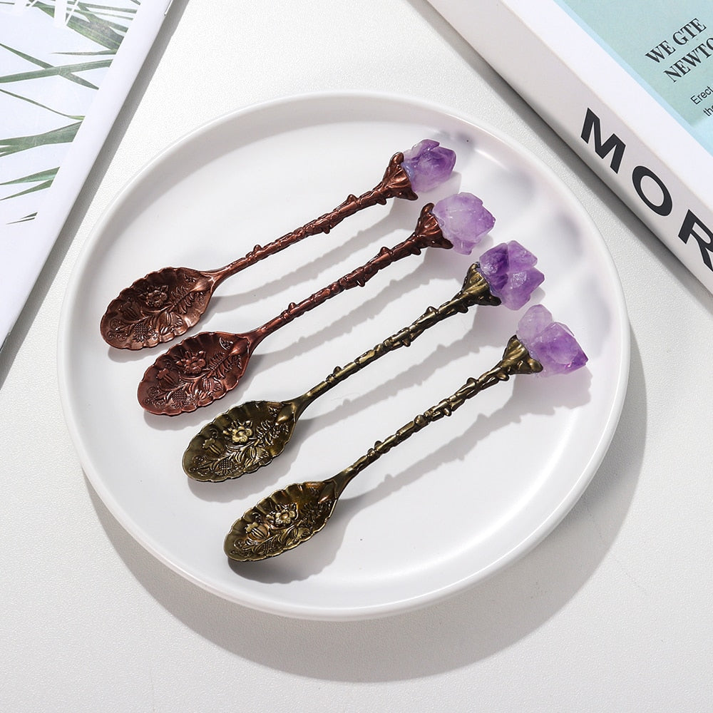 One Natural Amethyst Cluster Teaspoon