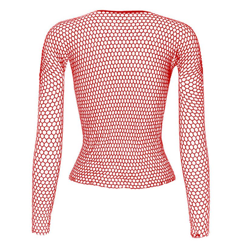 Fishnet Mesh Long Sleeve Tops