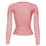 Fishnet Mesh Long Sleeve Tops