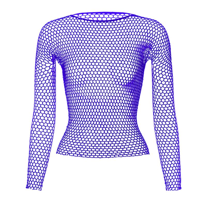Fishnet Mesh Long Sleeve Tops
