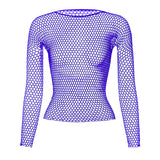 Fishnet Mesh Long Sleeve Tops