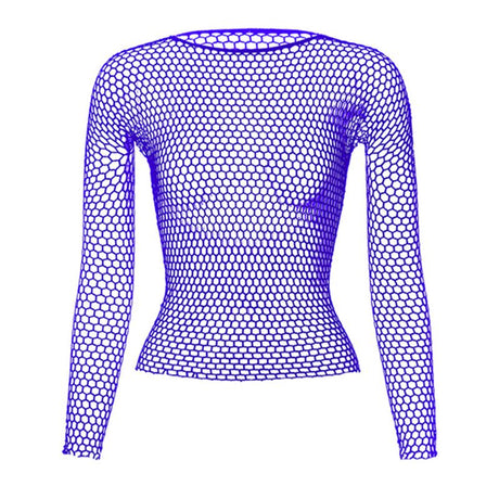 Fishnet Mesh Long Sleeve Tops