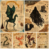 Poster Prints - Dementor, Dragon, Basilisk, Grey Wolf, Phoenix, Thestral, Unicorn and Peruvian Vipertooth