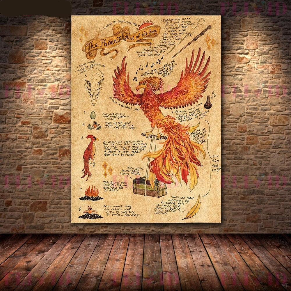 Poster Prints - Dementor, Dragon, Basilisk, Grey Wolf, Phoenix, Thestral, Unicorn and Peruvian Vipertooth