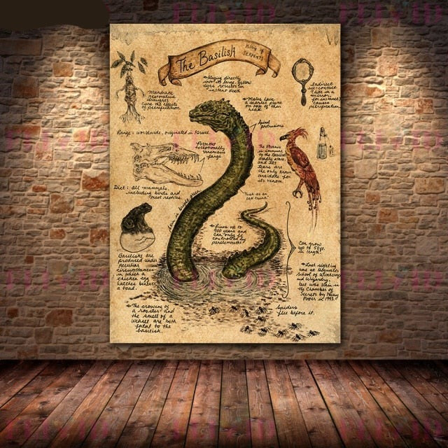 Poster Prints - Dementor, Dragon, Basilisk, Grey Wolf, Phoenix, Thestral, Unicorn and Peruvian Vipertooth