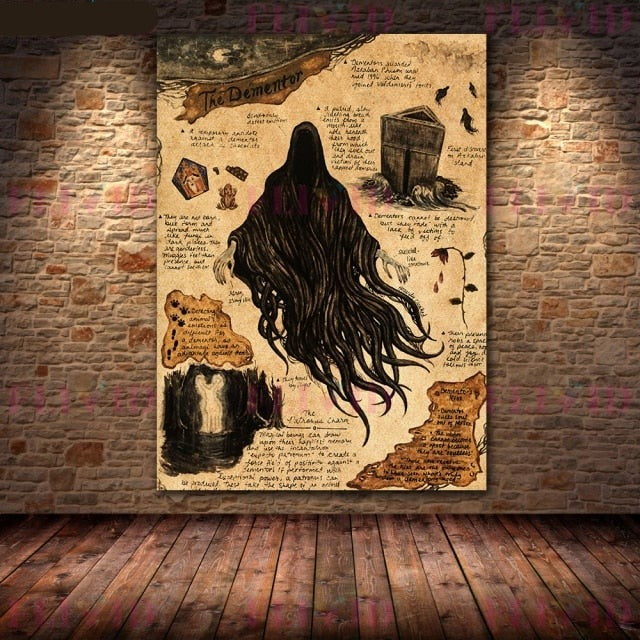 Poster Prints - Dementor, Dragon, Basilisk, Grey Wolf, Phoenix, Thestral, Unicorn and Peruvian Vipertooth