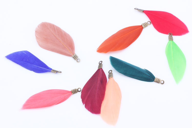 Natural Feathers with Metal Clips for Jewellery Making