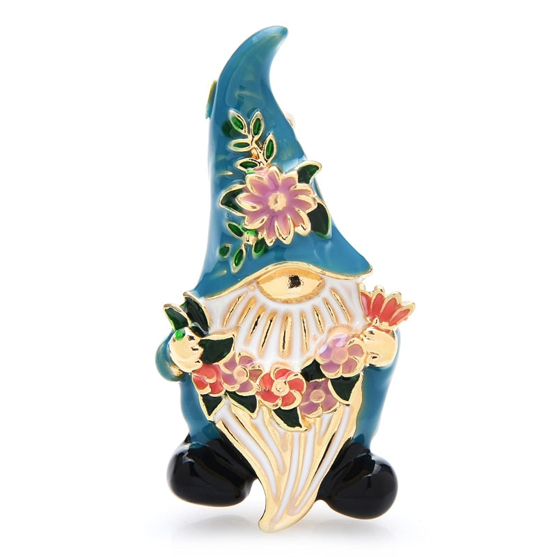 Morgan the One-Eyed Blue Gnome Enamel Brooch Pin