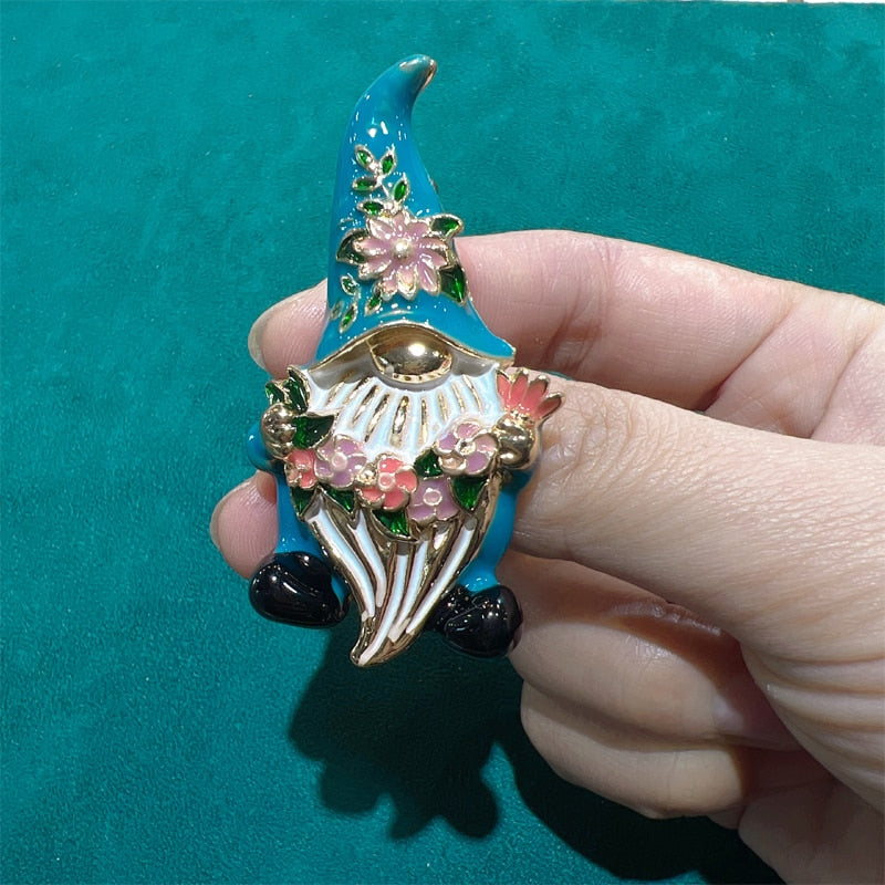 Morgan the One-Eyed Blue Gnome Enamel Brooch Pin