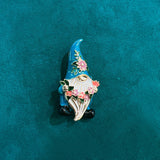 Morgan the One-Eyed Blue Gnome Enamel Brooch Pin