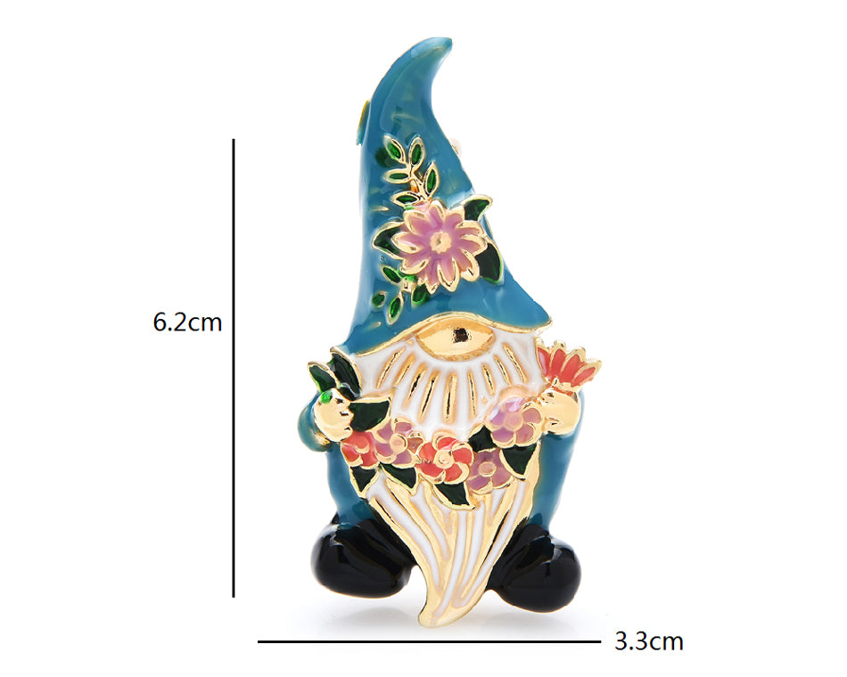 Morgan the One-Eyed Blue Gnome Enamel Brooch Pin