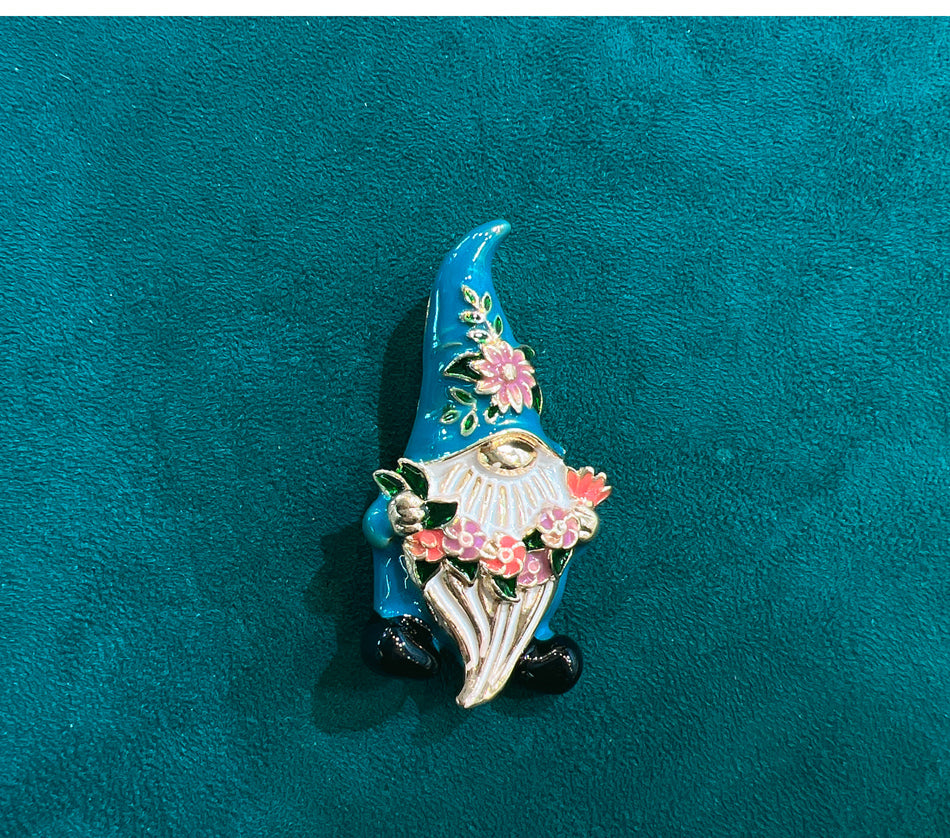 Morgan the One-Eyed Blue Gnome Enamel Brooch Pin