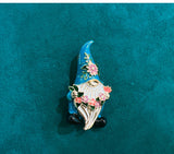 Morgan the One-Eyed Blue Gnome Enamel Brooch Pin