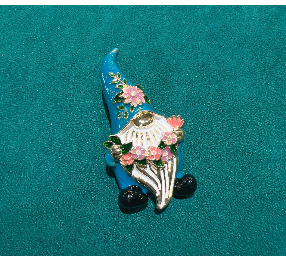 Morgan the One-Eyed Blue Gnome Enamel Brooch Pin