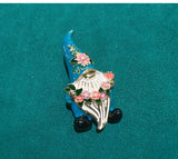 Morgan the One-Eyed Blue Gnome Enamel Brooch Pin