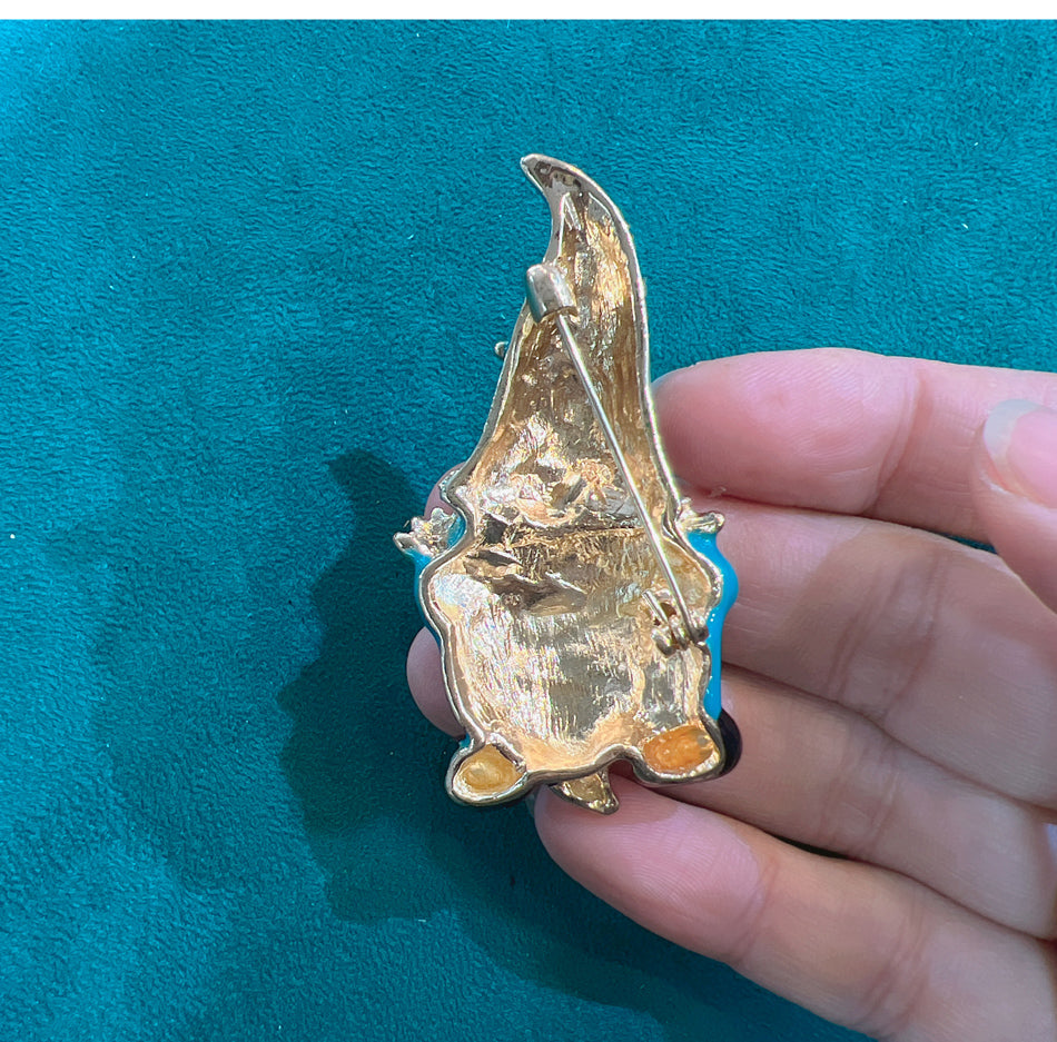 Morgan the One-Eyed Blue Gnome Enamel Brooch Pin