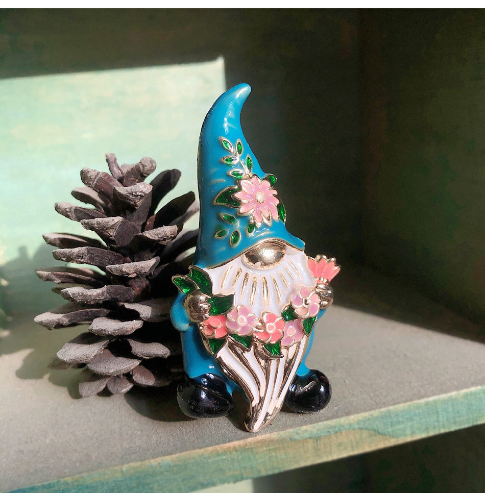 Morgan the One-Eyed Blue Gnome Enamel Brooch Pin