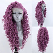 Ivy Long Curls Synthetic Hair Lace Front Wig (Green, Pink, Peach, Purple)