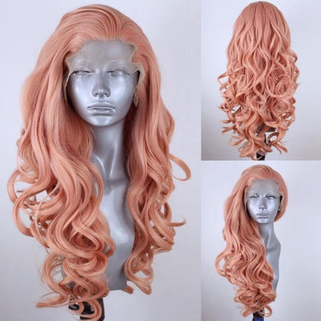 Ivy Long Curls Synthetic Hair Lace Front Wig (Green, Pink, Peach, Purple)