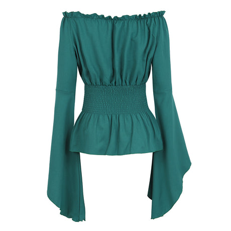Peasant Blouse Off the Shoulder Shirt Steampunk Pirate Medieval Cosplay Costume Corset Top