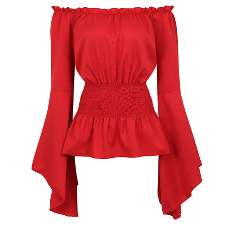 Peasant Blouse Off the Shoulder Shirt Steampunk Pirate Medieval Cosplay Costume Corset Top