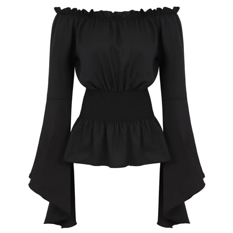 Peasant Blouse Off the Shoulder Shirt Steampunk Pirate Medieval Cosplay Costume Corset Top