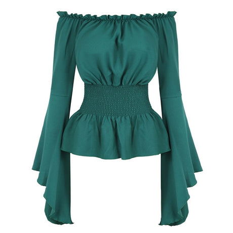 Peasant Blouse Off the Shoulder Shirt Steampunk Pirate Medieval Cosplay Costume Corset Top