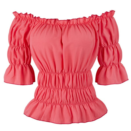 Peasant Blouse Off the Shoulder Shirt Steampunk Pirate Medieval Cosplay Costume Corset Top