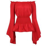 Peasant Blouse Off the Shoulder Shirt Steampunk Pirate Medieval Cosplay Costume Corset Top