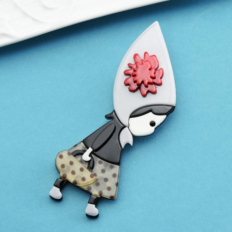 Woodland Red Riding Hood Handmade Acrylic Brooch