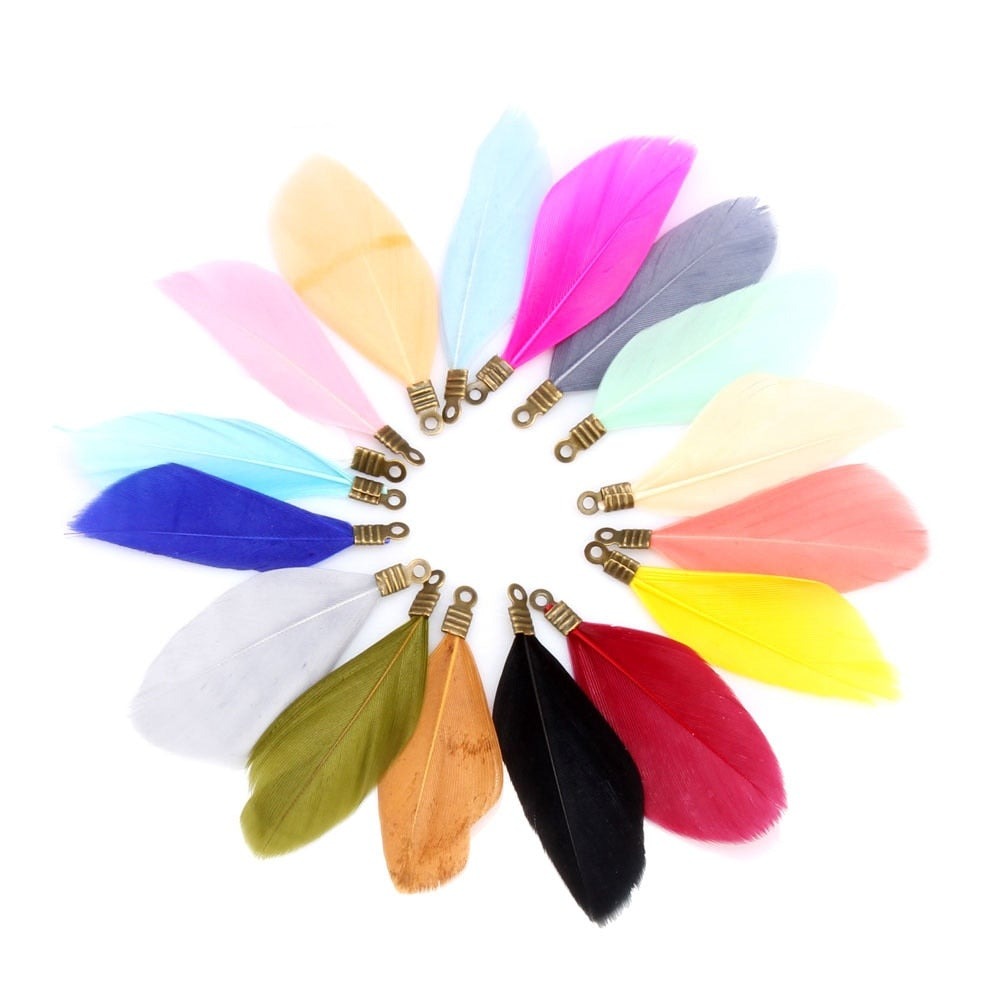 Natural Feathers with Metal Clips for Jewellery Making