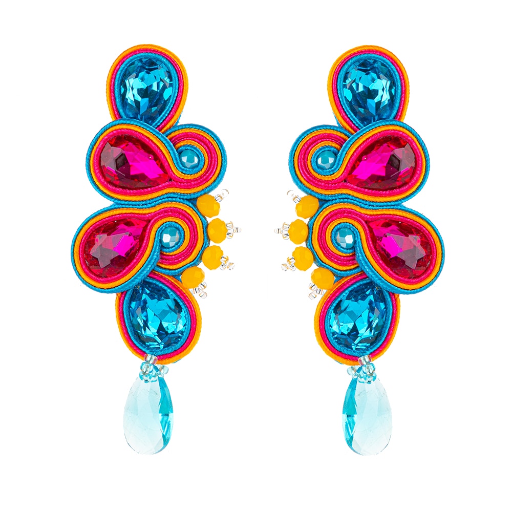 Soutache Russian Braid Handmade Long Earrings