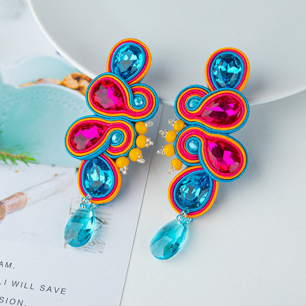 Soutache Russian Braid Handmade Long Earrings