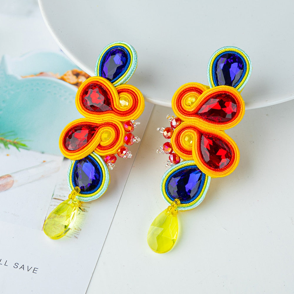 Soutache Russian Braid Handmade Long Earrings