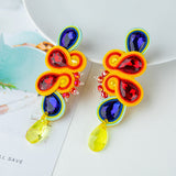 Soutache Russian Braid Handmade Long Earrings